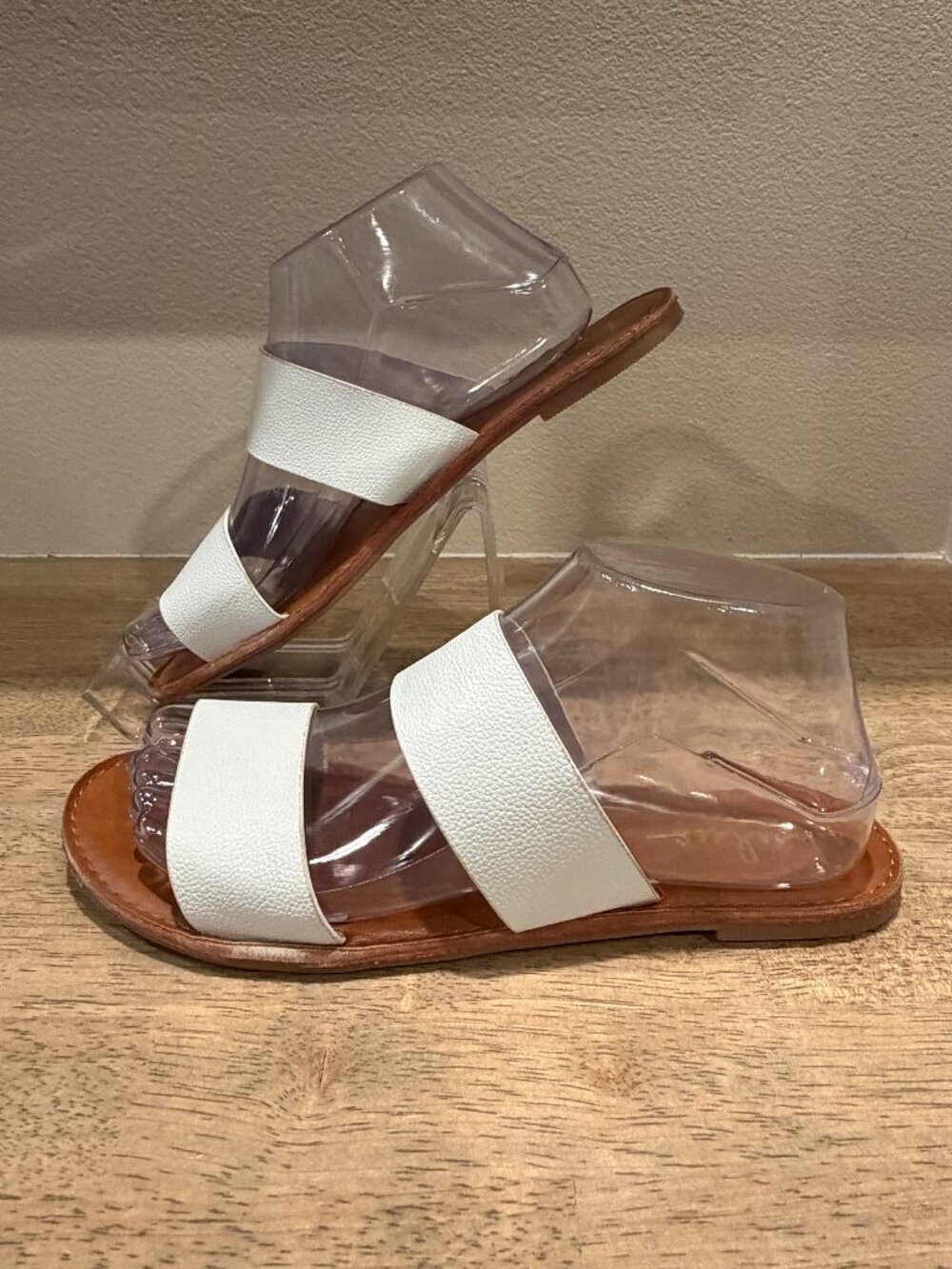 Lulus White Double Strap Slide Sandals Size 8